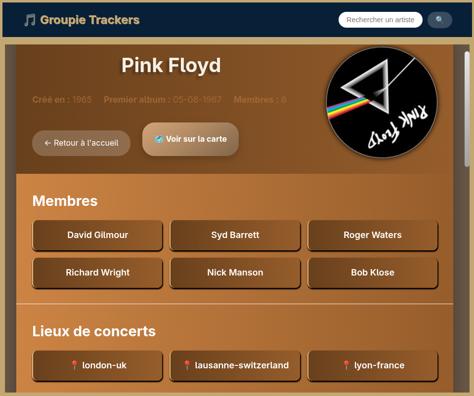 Groupie Tracker Screenshot